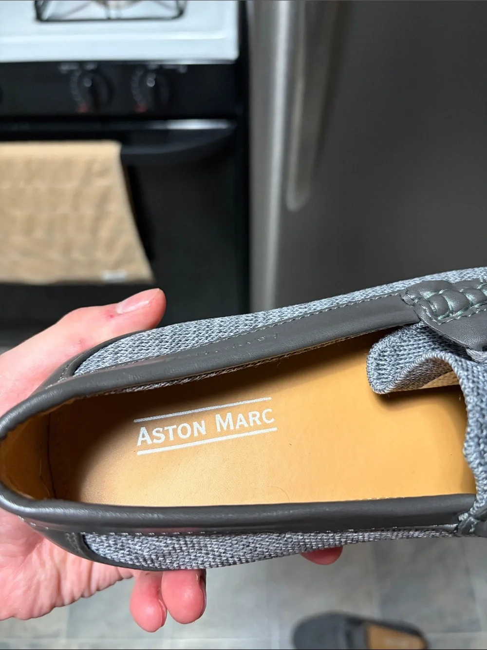 Aston Marc Men's Gray Knit Slip-On Loafers